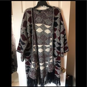 Blue and Red Fringe Cardigan